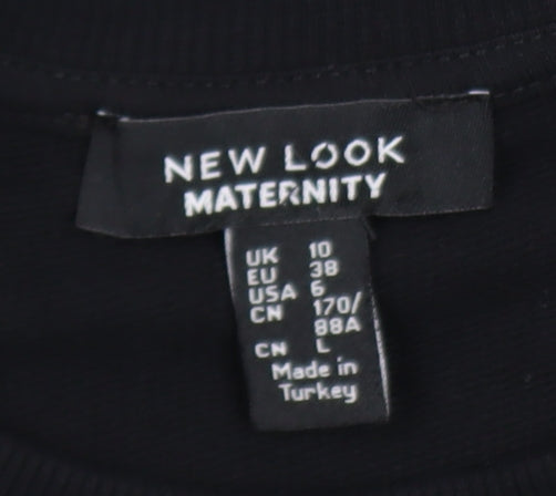New Look Maternity Black Knee Length Smocked Jersey Dress Size 10