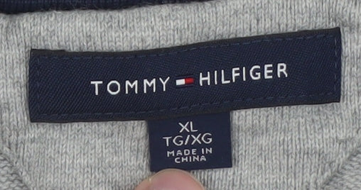 Tommy Hilfiger Men's Grey XL High Neck 1/2 Zip Cotton Jumper