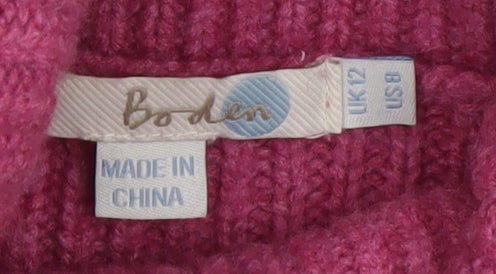 Boden Women Pink Wool Jumper Dress UK 12 Roll Neck Long Sleeve Knit