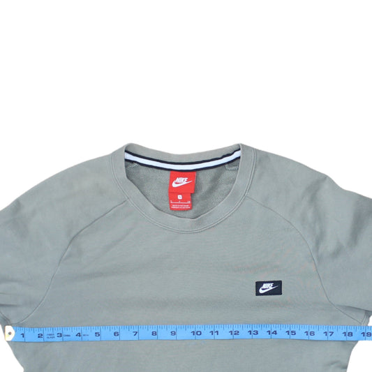 Nike Mens Grey Small Pullover Sweatshirt Crew Neck Logo Regular Fit