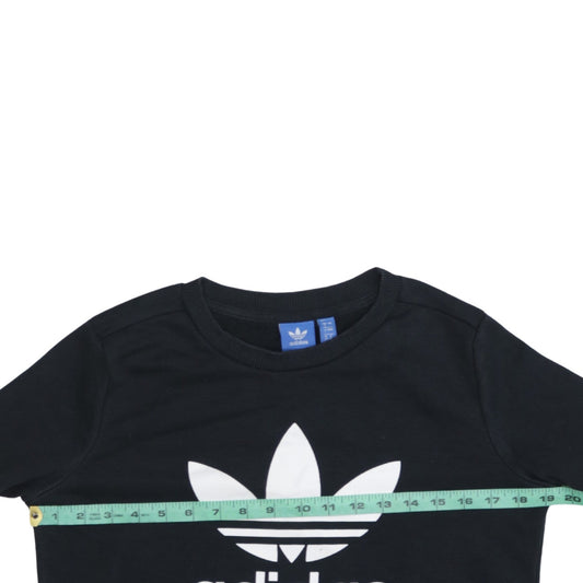 Adidas Womens Black Crew Neck Pullover Sweatshirt Size 8