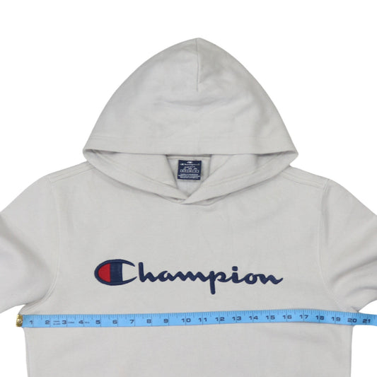 Champion Men's Beige Small Pullover Hoodie Logo Sweatshirt