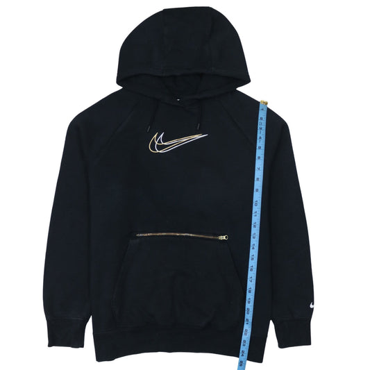 Nike Men's Black Oversized Pullover Hoodie Small Logo Zip Pocket