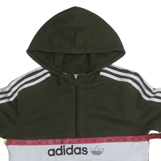 Adidas Boys Green & Grey Half Zip Hoodie Sweatshirt XL 15-16 Years