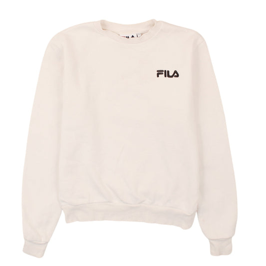 Fila Womens Ivory Sweatshirt 3XS Crew Neck Pullover Logo Classic