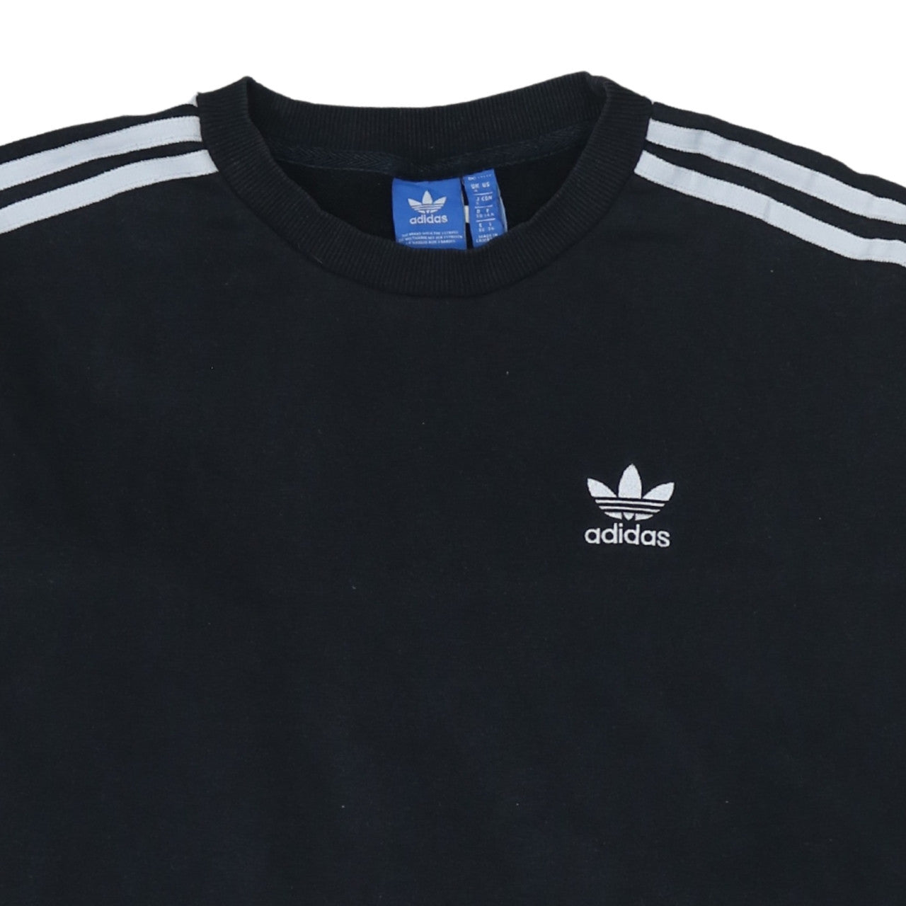 Adidas Women Black Crew Neck Pullover Sweatshirt Size 10 Classic Sporty Style