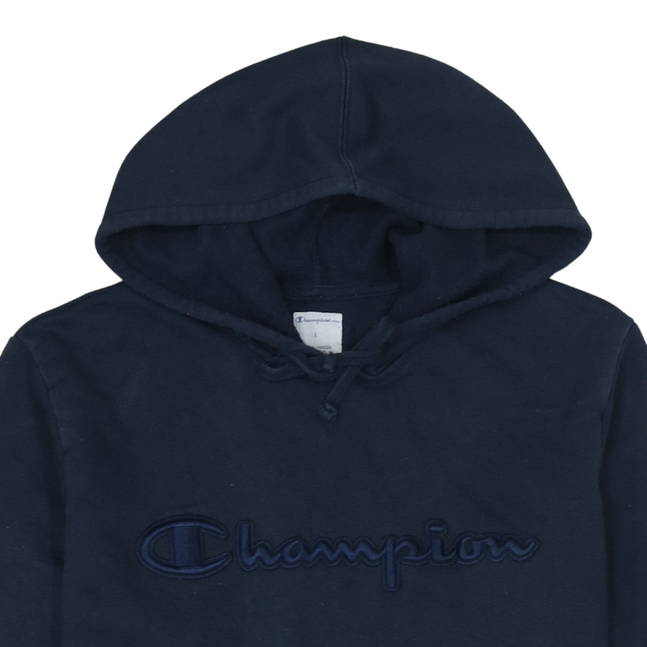 Champion Mens Blue Pullover Hoodie L Embroidered Logo Fleece