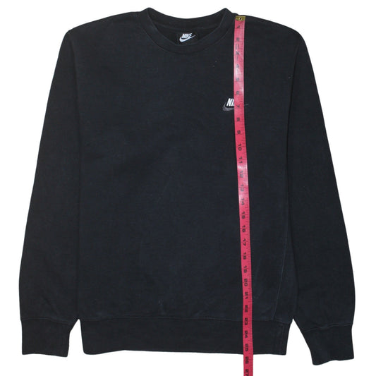 Nike Men's Black Small Pullover Fleece Sweatshirt Crew Neck Logo