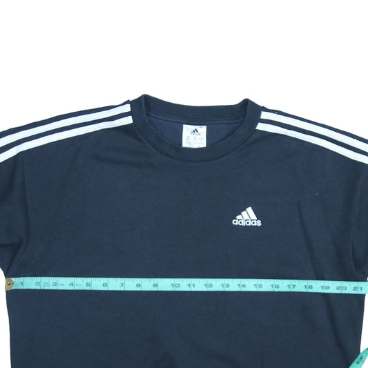 Adidas Womens Black XS Crew Neck Pullover Sweatshirt Logo Stripe Casual