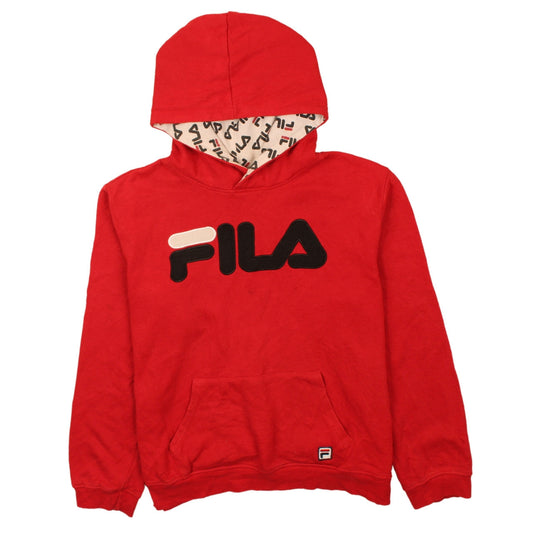 Fila Womens Red Pullover Hoodie XXL Logo Print Cotton Sweatshirt
