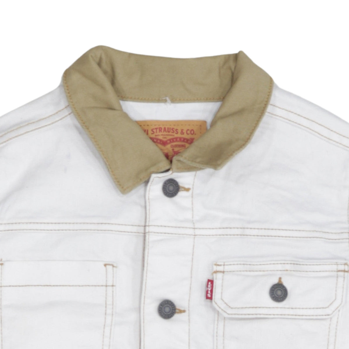 Additional view of Levi’s boys’ white cotton basic jacket, size 14, years collared denim style