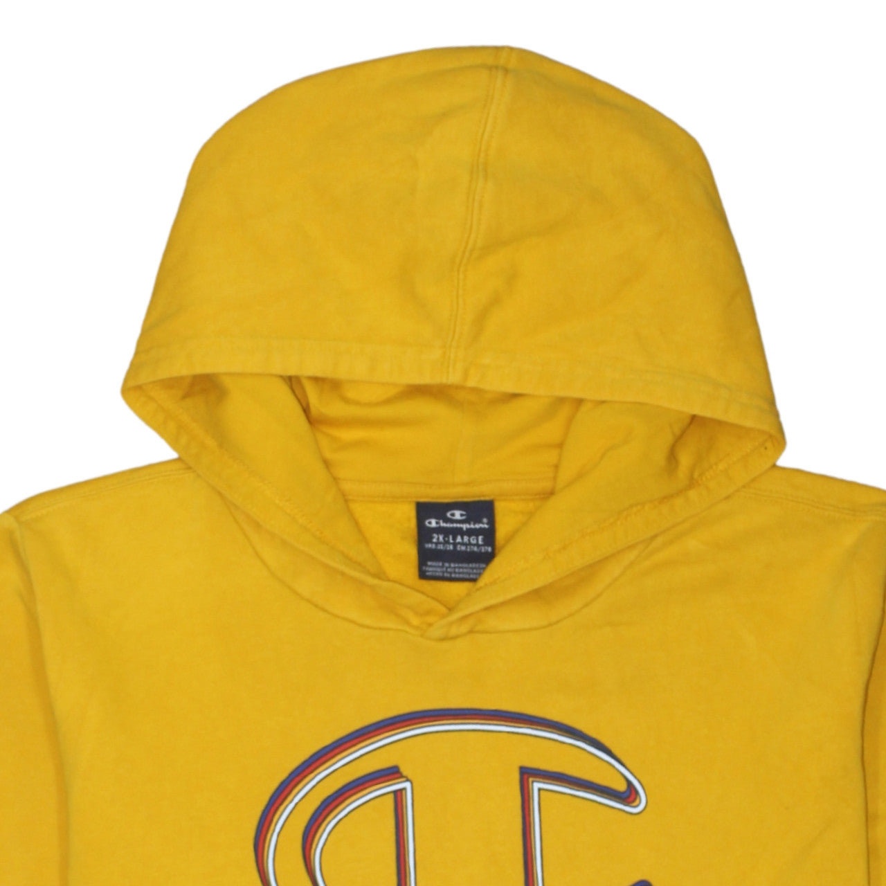 Champion Boys Yellow 2XL Pullover Hoodie with Logo Front