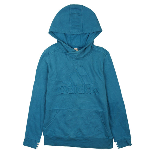 Adidas Womens Blue Pullover Hoodie Size S 8-10 Hooded Sweatshirt