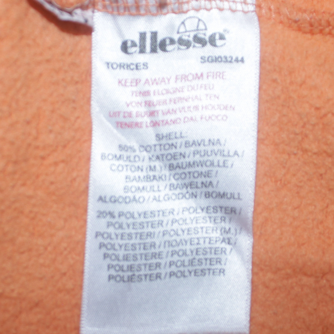 Ellesse Womens Orange Pullover Hoodie UK 10 Cotton Blend Casual
