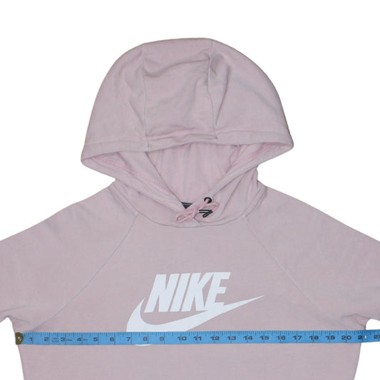 Nike Womens Pink Pullover Hoodie Small Cotton Blend Logo Sweatshirt