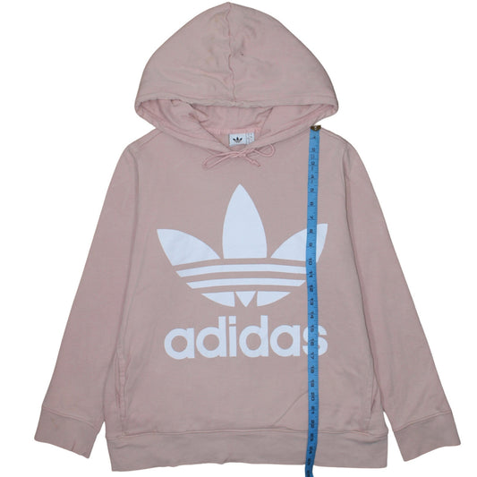 Adidas Women Pink Hoodie Size 16 Pullover Cotton Graphic Logo
