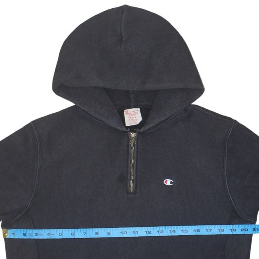 Champion Men's Black Large 1/2 Zip Hoodie Reverse Weave Sweatshirt