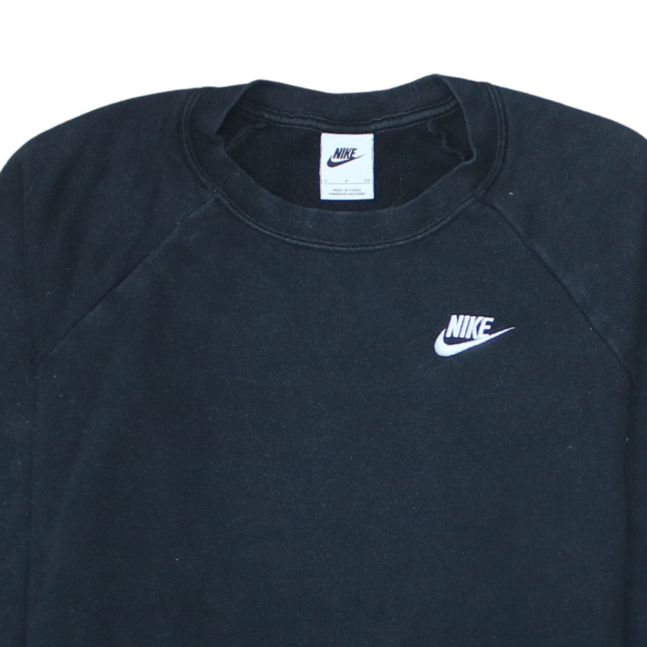Nike Men Black Crew Neck Pullover Sweatshirt Size S Regular Fit