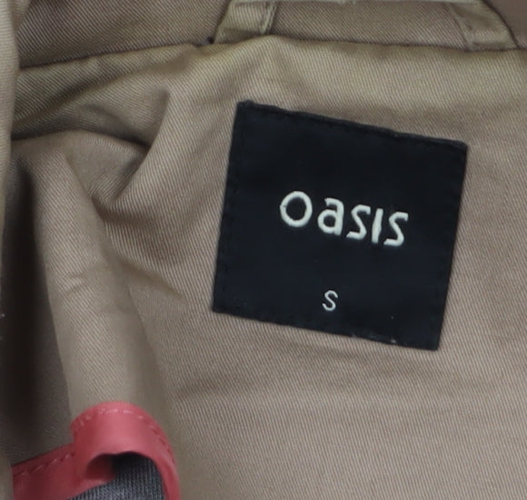Oasis Women's Beige Trench Coat S Belted Classic Mid-Length