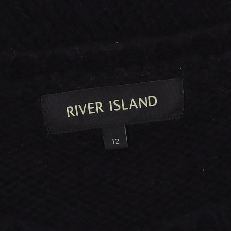 River Island Womens Black LOVE Fuzzy Knit Pullover Jumper Size 12