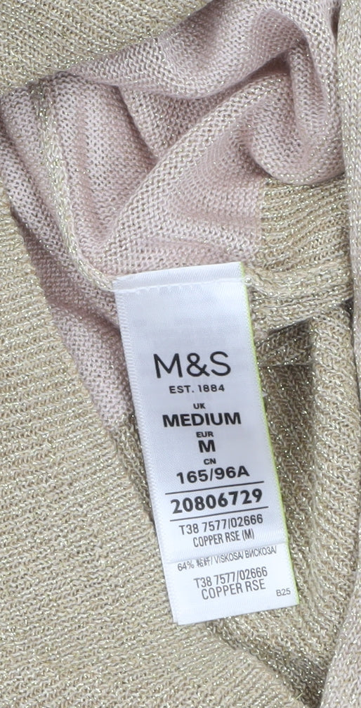 Marks and Spencer Women's Beige V-Neck Button Knit Cardigan M