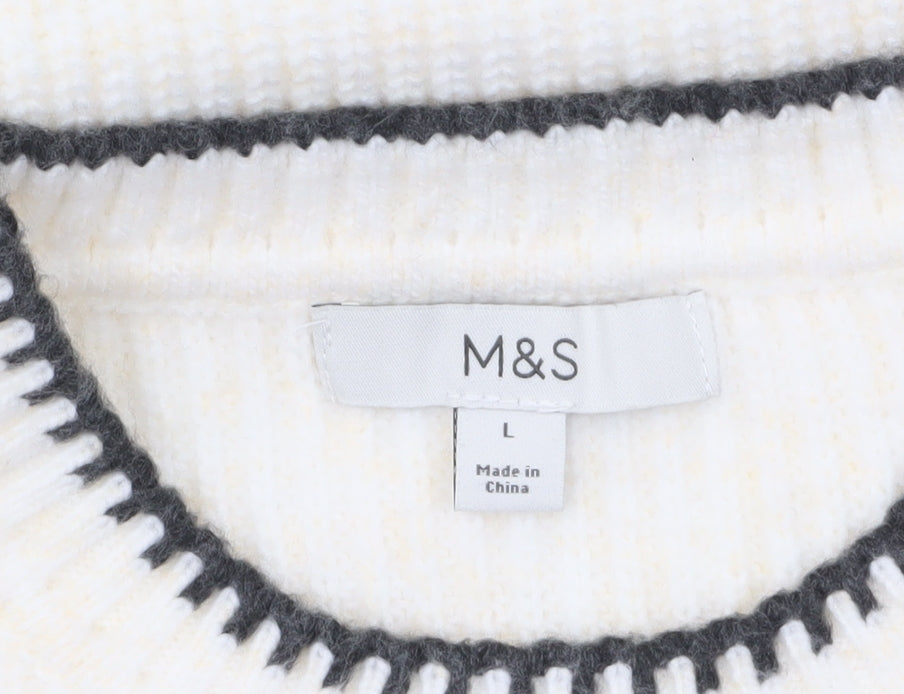 Marks and Spencer Womens Ivory L Crew Neck Knit Jumper