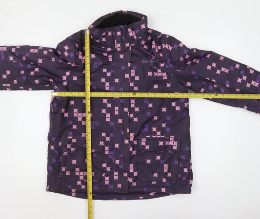 Crivit Girls Purple Geometric Waterproof Ski Jacket 12-14 Years