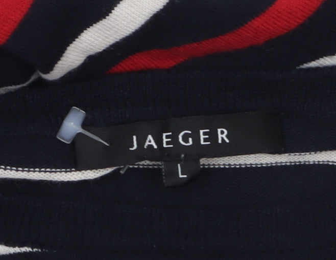 Additional view of Jaeger Men’s Multicoloured Striped Cotton Jumper L Crew Neck