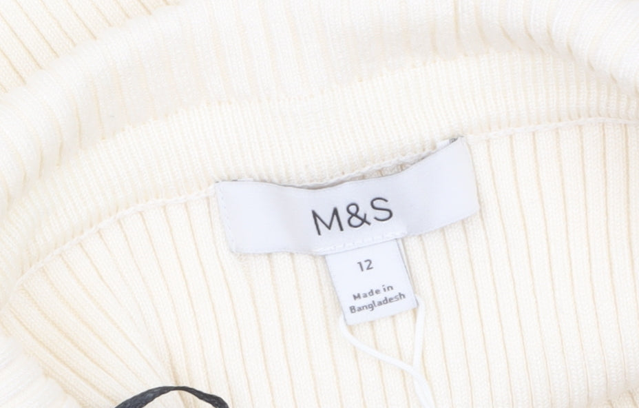 Marks and Spencer Women’s Ivory Ribbed Strapless Knit Top Size 12