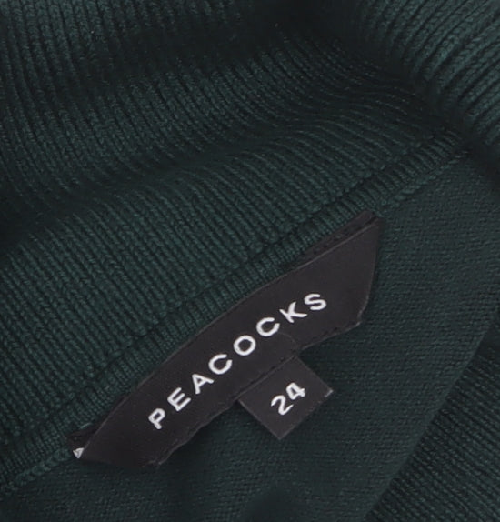 Peacocks Women's Green Roll Neck Long Sleeve Jumper Size 24