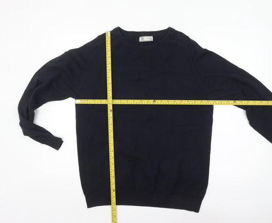 Next Men’s Black Cotton Knit Pullover Jumper Size L
