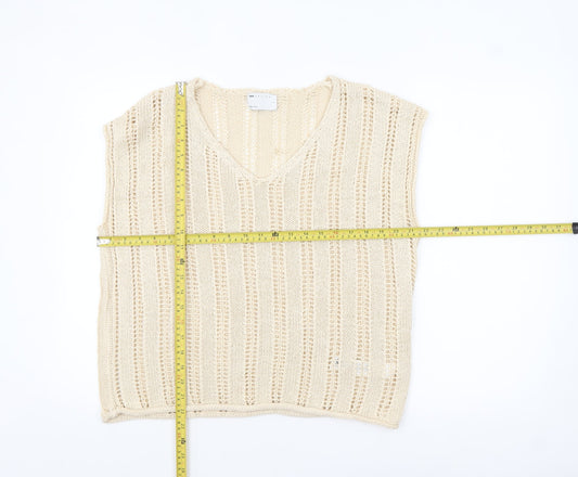 ASOS Design Women Beige Knitted V-Neck Sleeveless Top Size S
