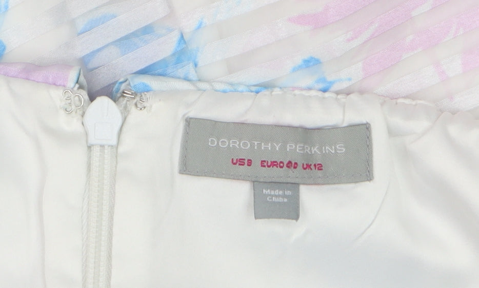 Dorothy Perkins Women's Multicoloured Floral Off Shoulder Knee Length A-Line Dress Size 12