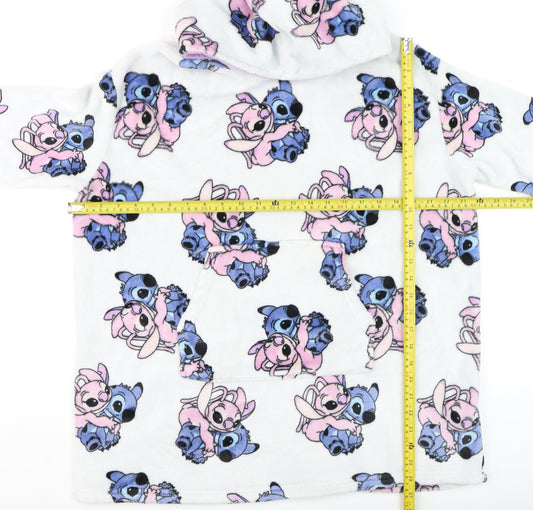 Disney Girls White Lilo & Stitch Fleece Hooded Robe 9-12 Years