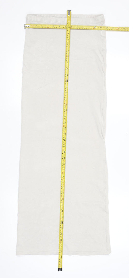 PrettyLittleThing Womens Beige Long Pencil Knit Skirt Size S