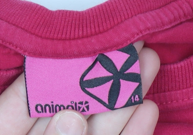Animal Teens Pink Cotton Short Sleeve Crew Neck T-Shirt Size 14