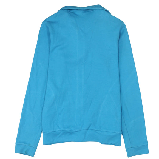 Adidas Women Blue Full Zip Sweatshirt Size 14 Organic Cotton Essentials