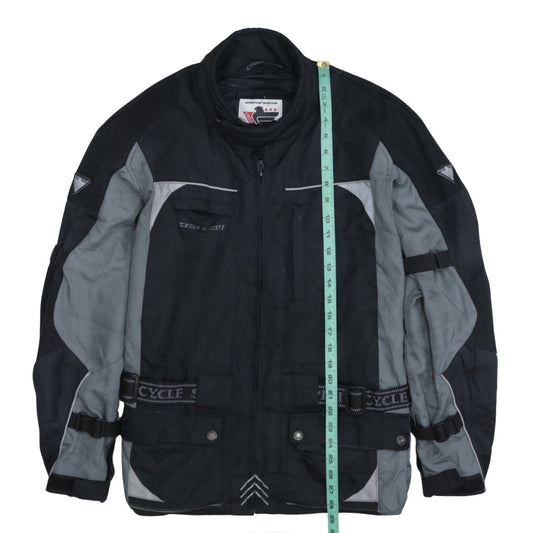 Cycle Spirit Men's Black Grey Motorcycle Jacket Size L Waterproof Biker Style