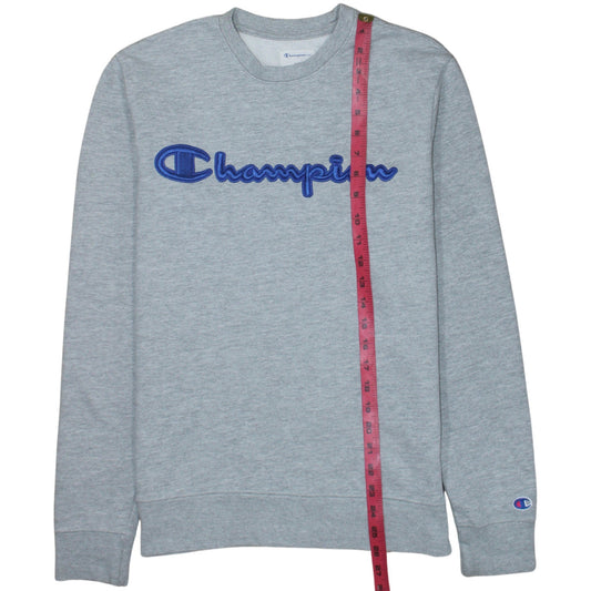 Champion Men's Grey Embroidered Logo Crew Neck Sweatshirt Size S