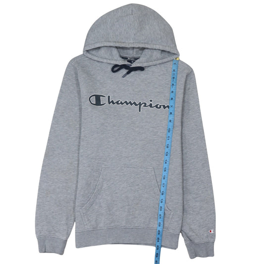 Champion Men's Grey Small Pullover Hoodie with Logo Print