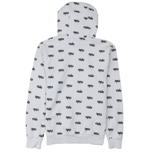 Nike Men's White Small Pullover Hoodie with Logo Print