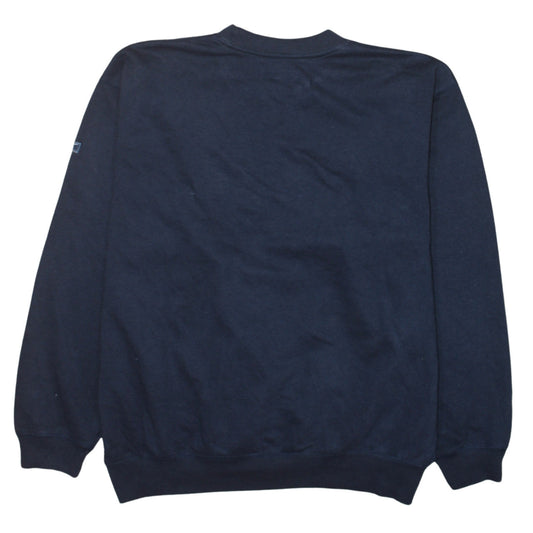 Reebok Men's Blue Logo Pullover Sweatshirt Medium Retro Style