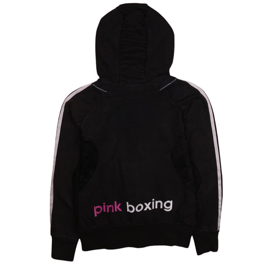 Adidas Womens Black Full Zip Hoodie Size 10 Pink Boxing Cuffed Sportswear
