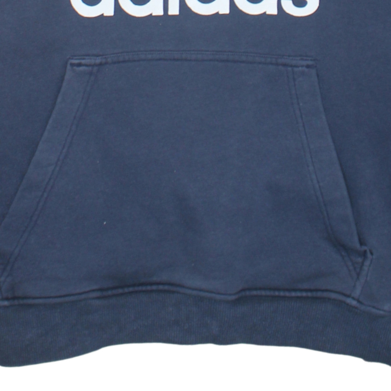 Adidas Mens Blue Pullover Hoodie L Logo Graphic Fleece Sweatshirt