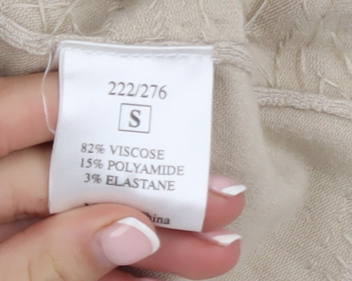 JFW Women’s Beige Faux Fur Collar Embellished Knit Jacket Size S