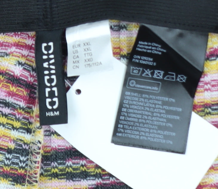 H&M Women’s Multicoloured Geometric Stretch Knit Trousers Size 18
