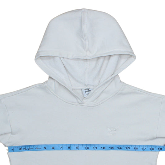 Adidas Women White Pullover Hoodie XS Cotton Logo Sweatshirt