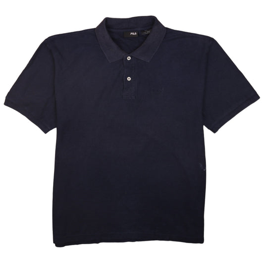 FILA Men's Blue Cotton Short Sleeve Polo Shirt Size M