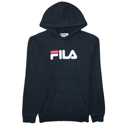 Fila Mens Black Pullover Hoodie Medium Logo Graphic Sweatshirt