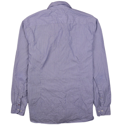 Tommy Hilfiger Men's Blue Striped Classic Fit Long Sleeve Shirt M